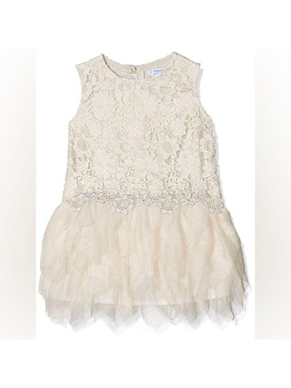 Size 6 Girls Mayoral Ivory Floral Lace Dress